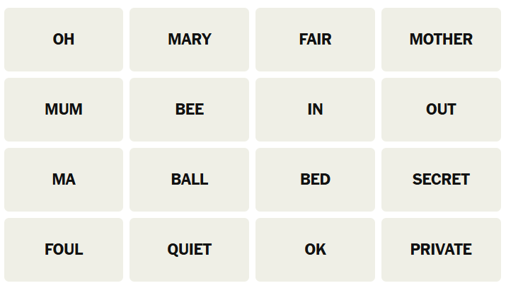 Today’s NYT Connections 16 Words For July 25, 2025